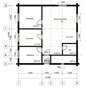 Проект дома из оцилиндрованного бревна 10х10 № ДиОБ-67